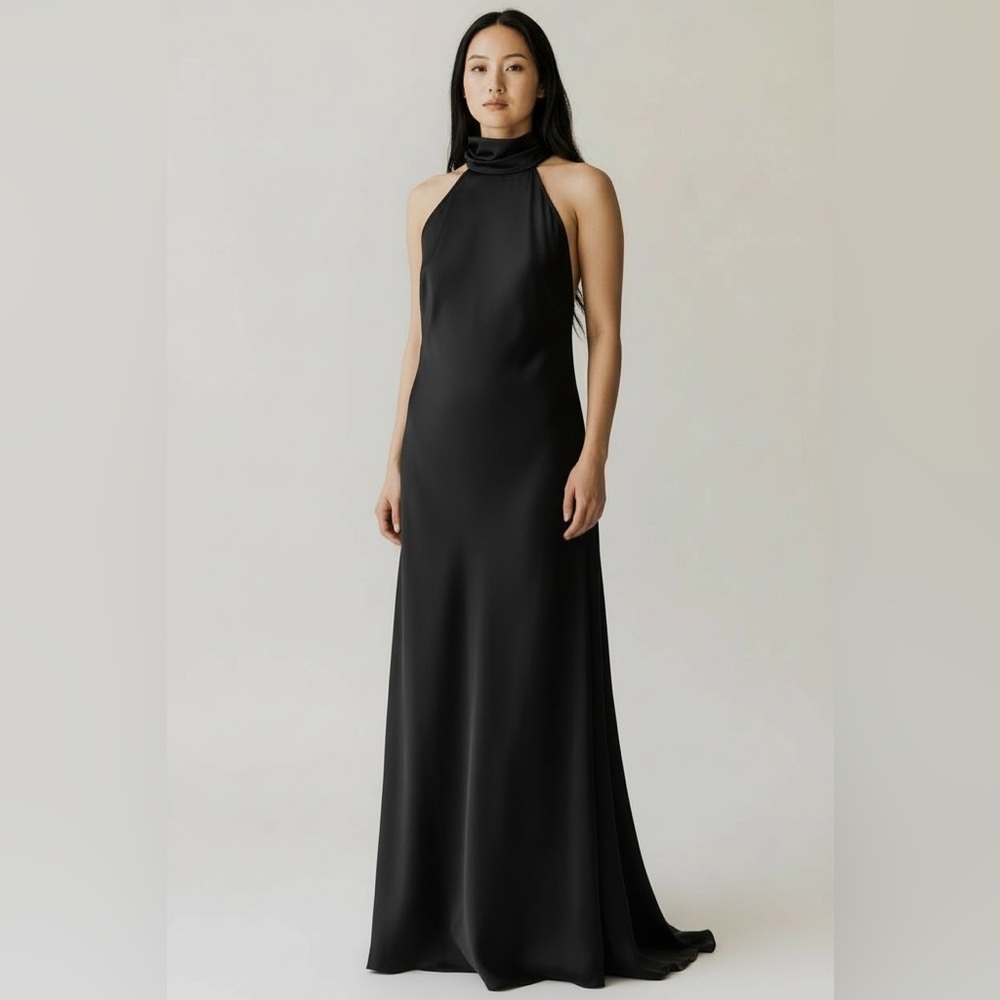 Missaries* New! Gorgeous Black Highneck High Slit Formal Gown/Dress - Picture 2 of 8